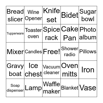 M & M Wedding Bingo Card