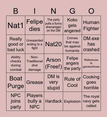 Ships at Sea Bingo Card