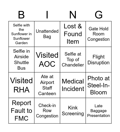 DTM Attachment Bingo Card