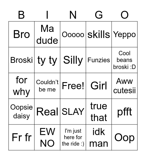 Josey Bingo Card