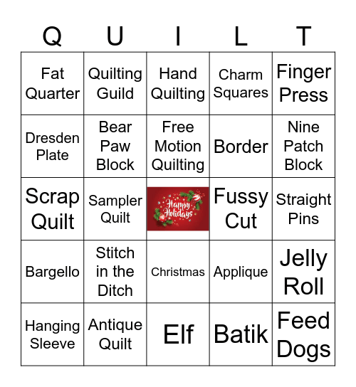 Friendship Quilters Holiday Quilt Bingo Card