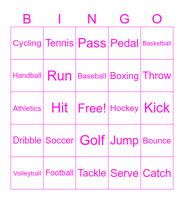 Sports Bingo Card