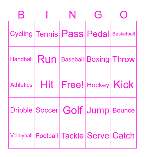 Sports Bingo Card