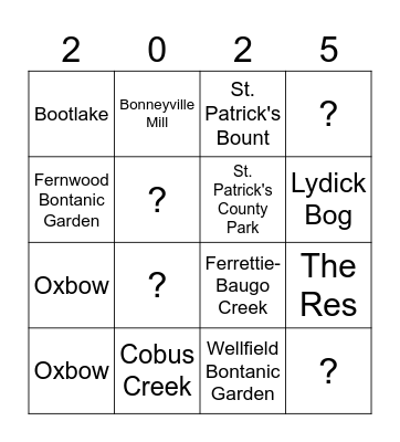 Natural Parks Bingo Card