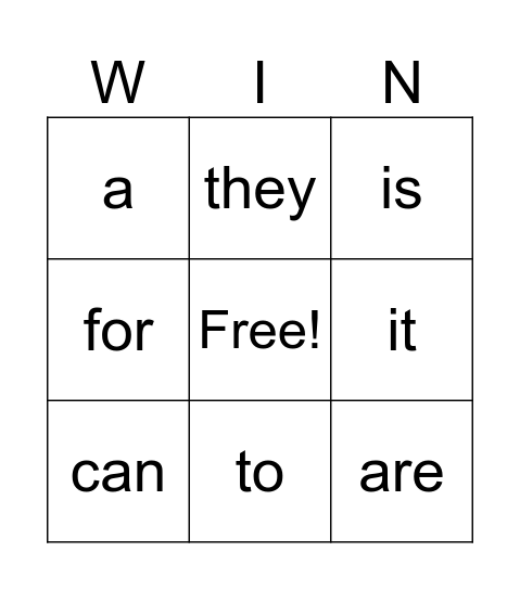 I Can Read Heart Words Bingo Card