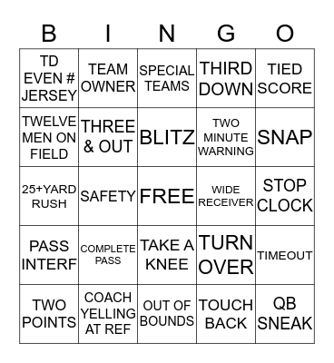 2017 SUPER BOWL BINGO GAME Bingo Card