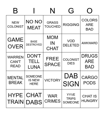 TENACITY BINGO Card
