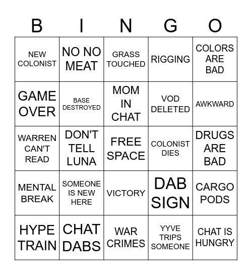 TENACITY BINGO Card