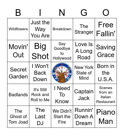 Joel, Petty & Springsteen Bingo Card
