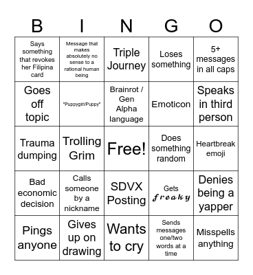 Loquanya Bingo Card