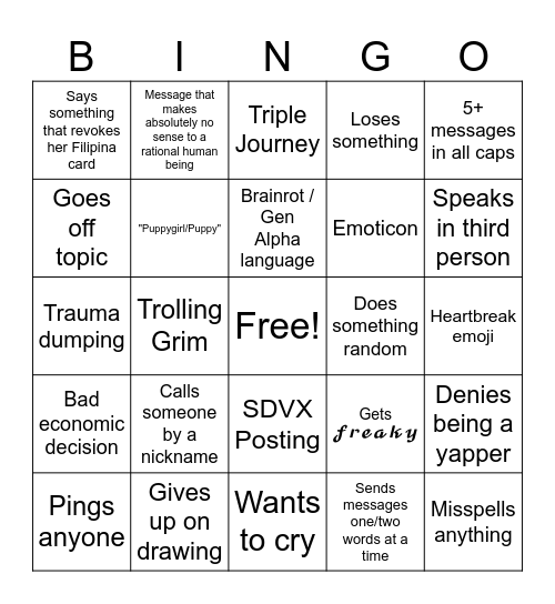 Loquanya Bingo Card