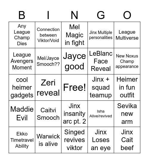 Arcane Bingo Card