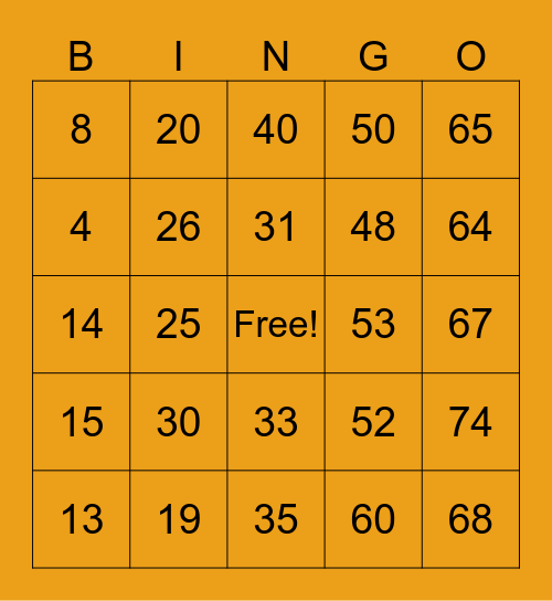 BINGO TIME! Bingo Card