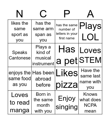 Find someone who... Bingo Card