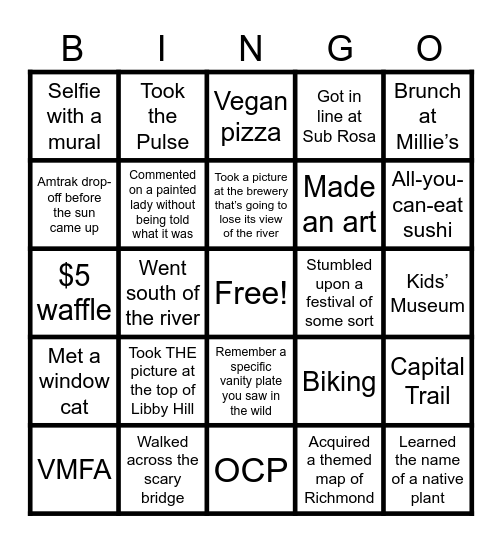 RVA Bingo Card