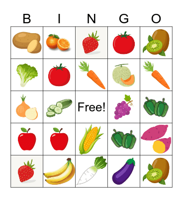 Fruits and Vegetables Bingo Card