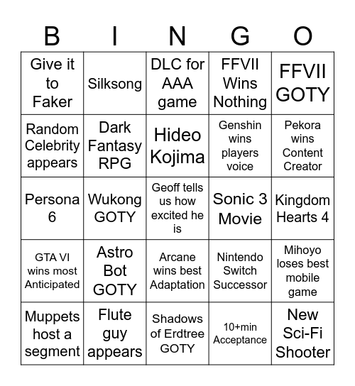 Geoff Bingo Card