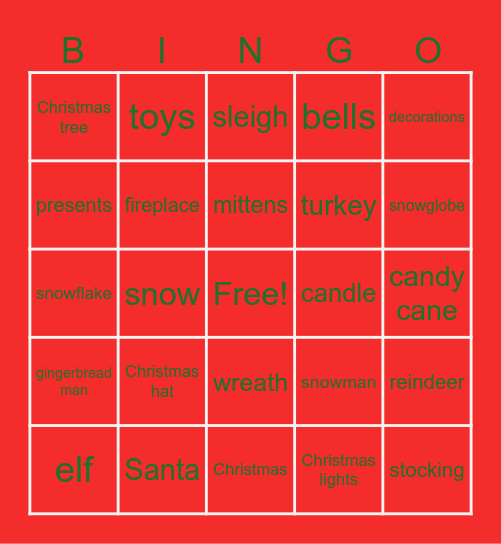 Christmas bingo Card