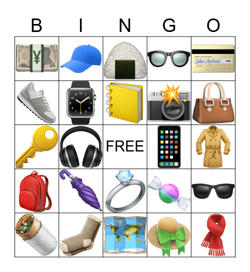 Vacation Packing Bingo Card