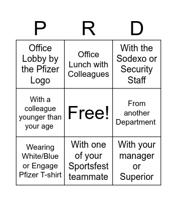 One PRD Human Bingo Card