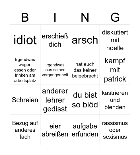 herr hägele Bingo Card