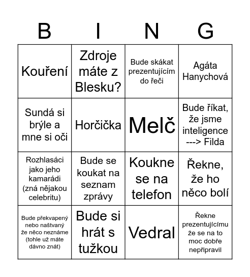 Bojda-bingo Card