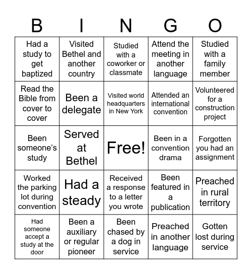 JW Bingo Card