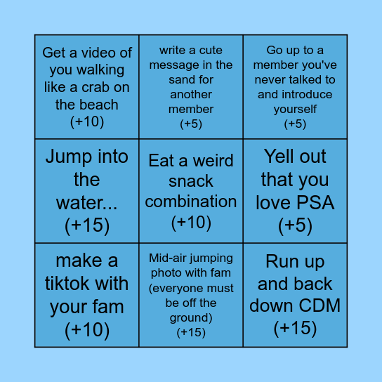 PSA BINGO Card