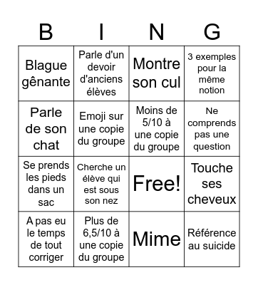 BZingo Bingo Card