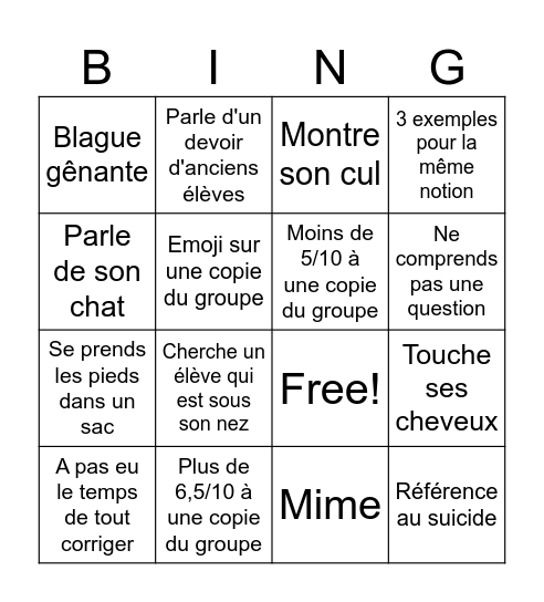 BZingo Bingo Card