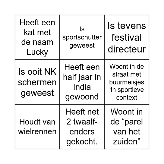 SGBO Wie is Wie Bingoooo!! Bingo Card