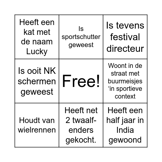 Wie is Wie SGBO Bingooo Bingo Card