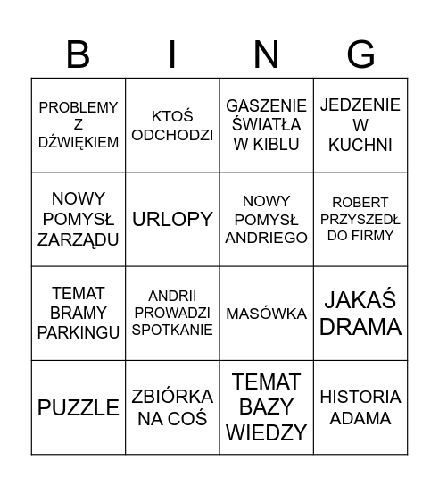 daily Bingo Card