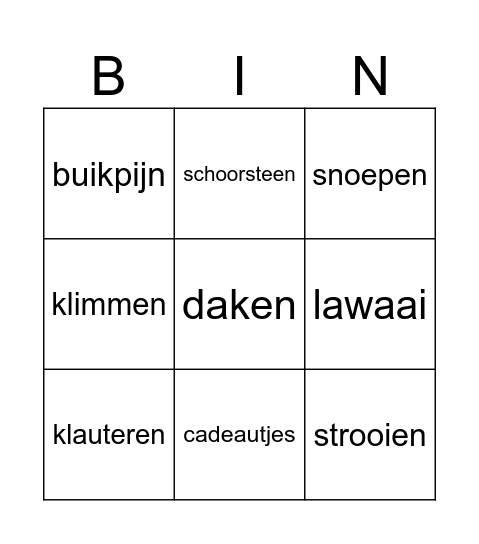 SINTERKLAAS Bingo Card
