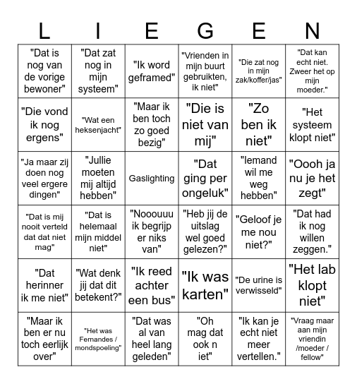 Betrapt met middelen Bingo Card