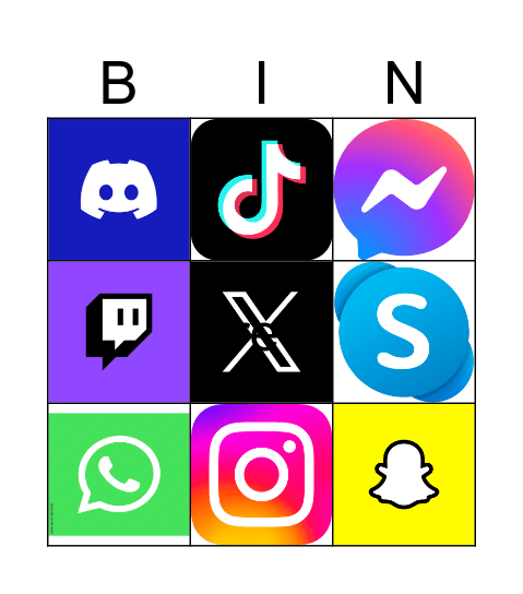 Social Media Bingo Card