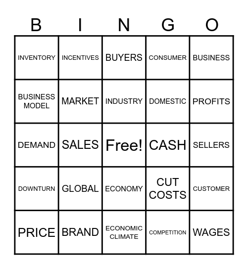 THE ECONOMICS OF...BINGO! Bingo Card