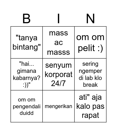 Mas Farrel Bingo Card