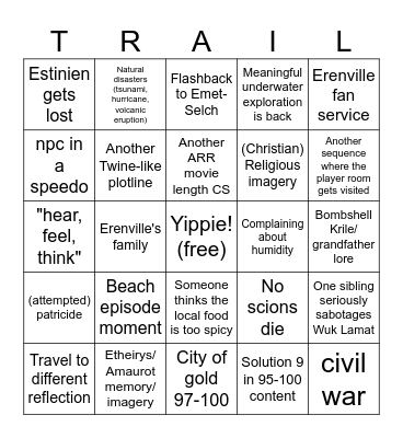 Dawntrail Predictions Bingo Card