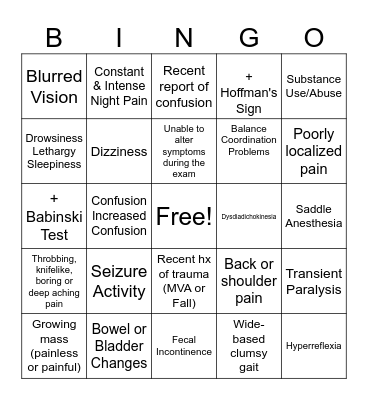 Red Flag Bingo Card