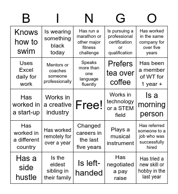 Find someone who... Bingo Card