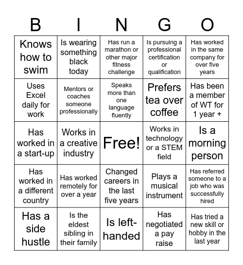 Find someone who... Bingo Card