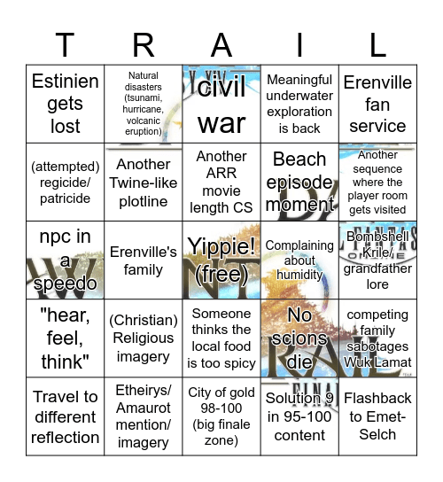 Dawntrail Predictions Bingo Card