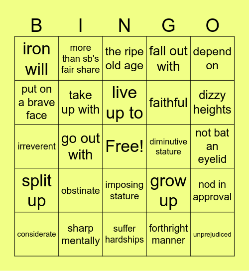 focus 5 u1 Bingo Card