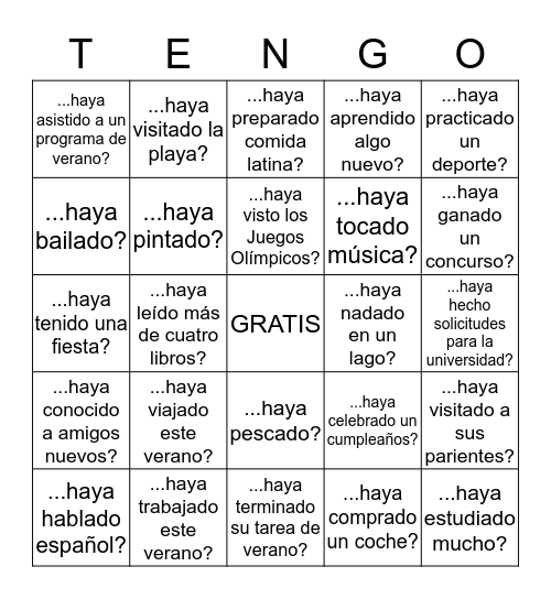 ¿Hay alguien que...? Bingo Card