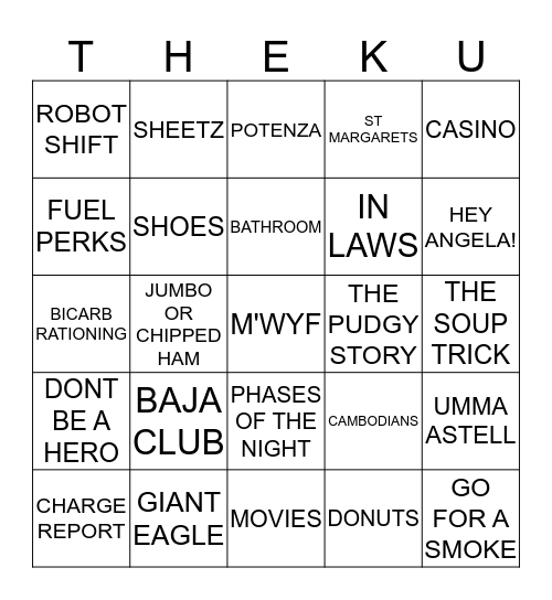 The Ku Bingo Card