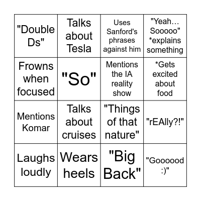 LaToya Bingo Card