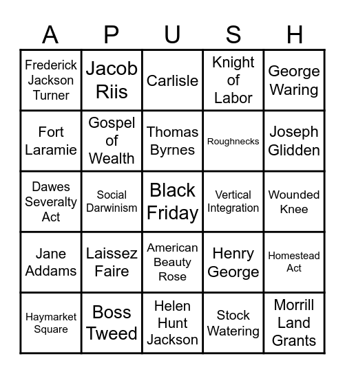 Period 6 (1865-1898) Bingo Card