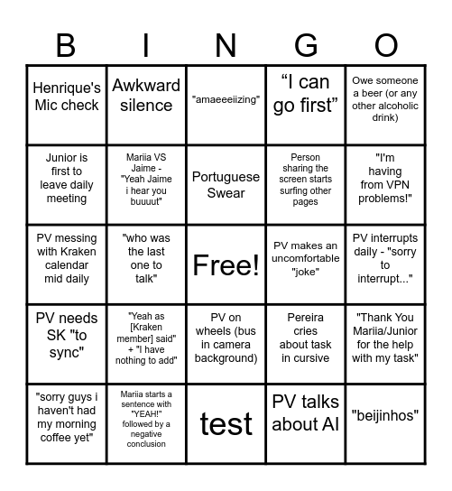 KRAKEN DAILY BINGO Card