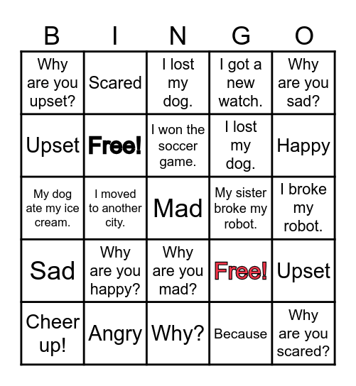 Why Are You Happy? Bingo Card